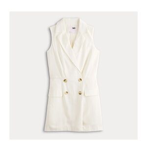 Sleeveless White Double-Breasted Romper